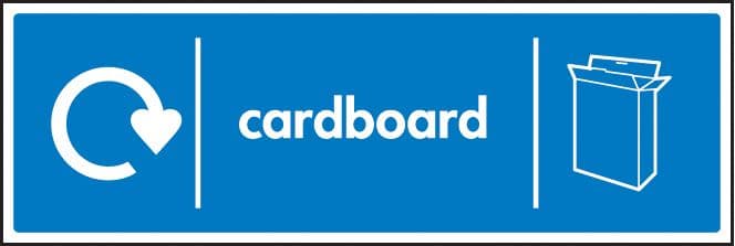 26635G WRAP Recycling Sign - Cardboard Self Adhesive Vinyl (300x100mm) Safety Sign