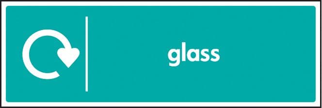 26637G WRAP Recycling Sign - Glass Self Adhesive Vinyl (300x100mm) Safety Sign