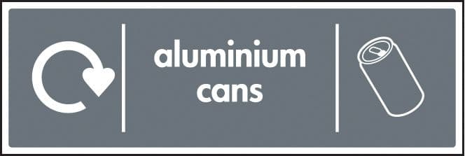 26647G WRAP Recycling Sign - Aluminium cans Self Adhesive Vinyl (300x100mm) Safety Sign