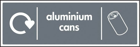 26647G WRAP Recycling Sign - Aluminium cans Self Adhesive Vinyl (300x100mm) Safety Sign