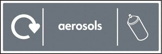 26649G WRAP Recycling Sign - Aerosols Self Adhesive Vinyl (300x100mm) Safety Sign