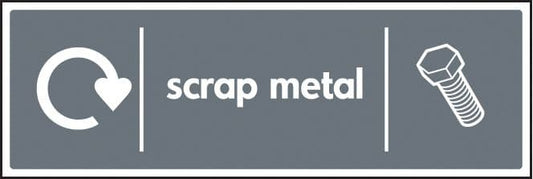 26650G WRAP Recycling Sign - Scrap metal Self Adhesive Vinyl (300x100mm) Safety Sign