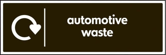 26651G WRAP Recycling Sign - Automotive waste Self Adhesive Vinyl (300x100mm) Safety Sign
