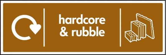 26657G WRAP Recycling Sign - Hardcore & rubble Self Adhesive Vinyl (300x100mm) Safety Sign