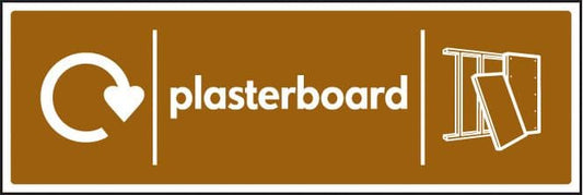 26659G WRAP Recycling Sign - Plasterboard Self Adhesive Vinyl (300x100mm) Safety Sign