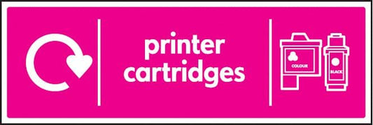 26664G WRAP Recycling Sign - Printer cartridges Self Adhesive Vinyl (300x100mm) Safety Sign