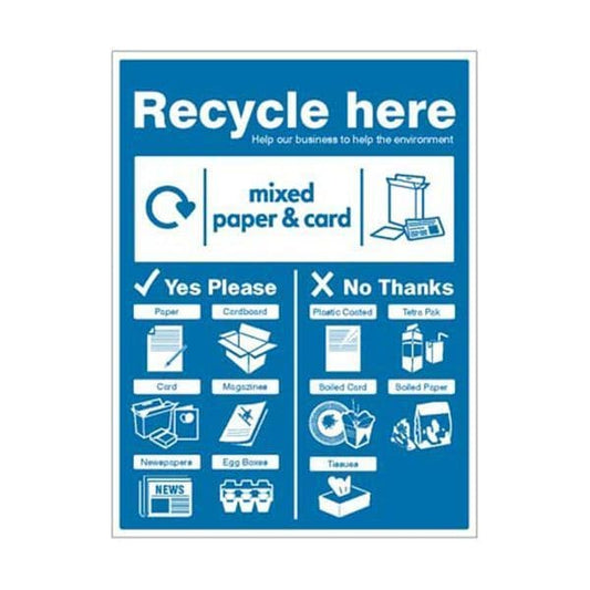 26674H Paper & Cardboard - WRAP Recycle here sign sign - Self Adhesive Vinyl (300x250mm)