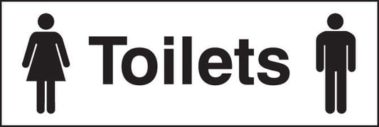 27007L Toilets (male and ladies symbol) Self Adhesive Vinyl (450x150mm) Safety Sign