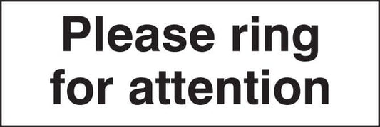 27013G Please ring for attention Self Adhesive Vinyl (300x100mm) Safety Sign