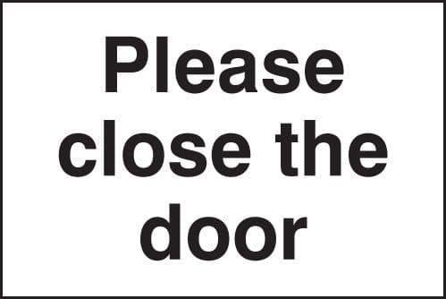 27042D Please close the door Self Adhesive Vinyl (100x150mm) Safety Sign