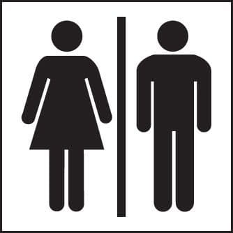 27043C Unisex toilet symbol Self Adhesive Vinyl (150x150mm) Safety Sign