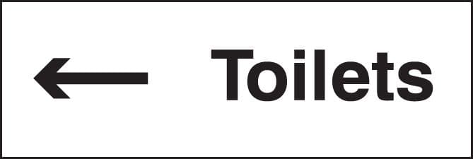 27051G Toilets arrow left Self Adhesive Vinyl (300x100mm) Safety Sign