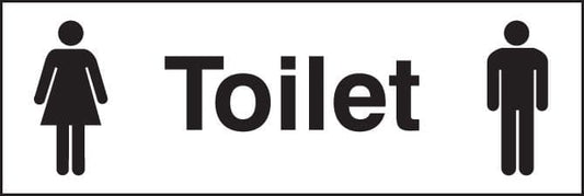 27061G Toilet (with male and female symbol) Self Adhesive Vinyl (300x100mm) Safety Sign