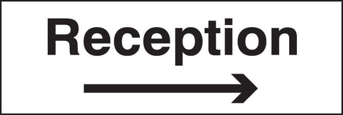 27070G Reception arrow right Self Adhesive Vinyl (300x100mm) Safety Sign