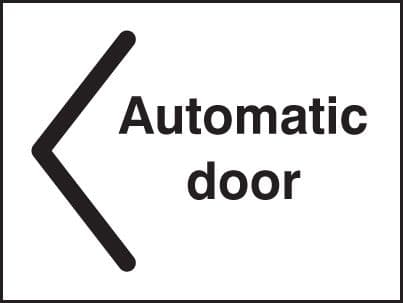 27071A Automatic door < Self Adhesive Vinyl (100x75mm) Safety Sign