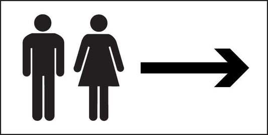 27076V Man and ladies symbol with arrow right Self Adhesive Vinyl (300x150mm) Safety Sign