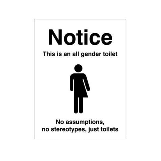 27095E Notice this is an all gender toilet sign - Self Adhesive Vinyl (200x150mm)