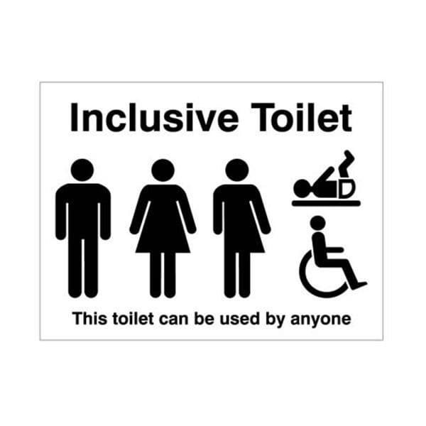 27096E Inclusive toilet This toilet can be used by anyone sign - Self Adhesive Vinyl (200x150mm)