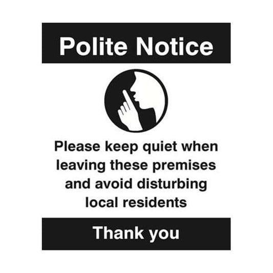 27105H Polite notice Please keep quiet when leaving sign - Self Adhesive Vinyl (300x250mm)
