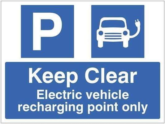 27848H Keep clear Electric vehicle recharging point only Safety Sign