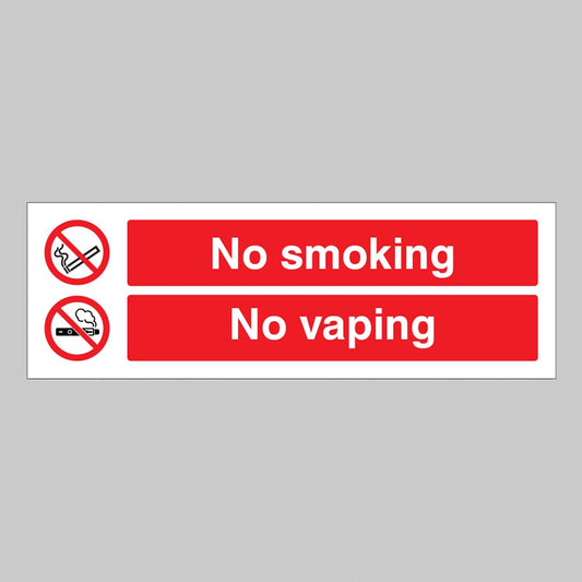 12994K No Smoking - No Vaping - Rigid Plastic (400x300mm) Safety Sign