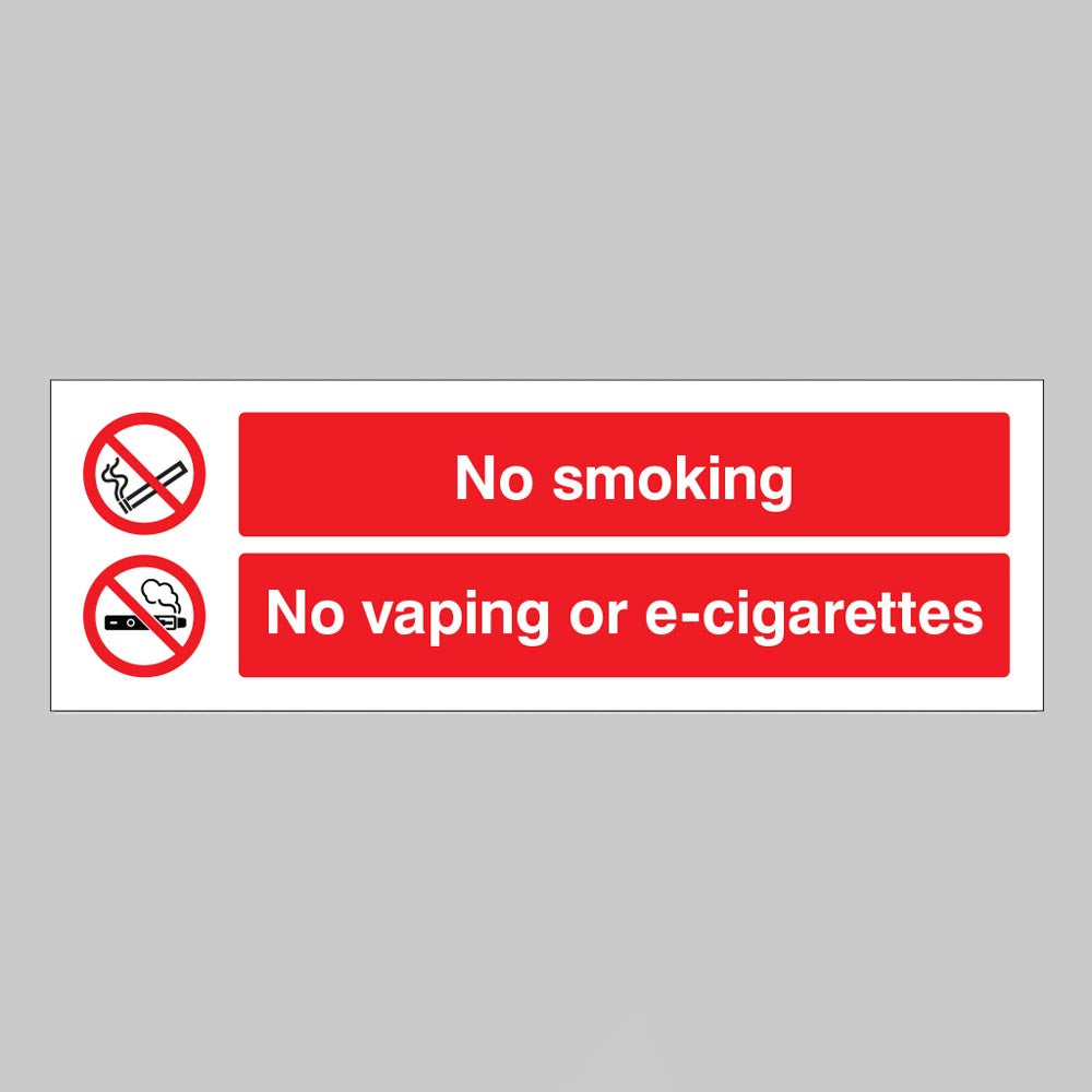 12995K No Smoking - No Vaping - No E-Cigarettes - Rigid Plastic (400x300mm) Safety Sign