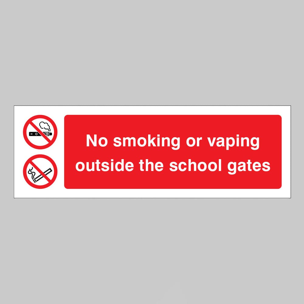 12999E No Smoking or Vaping Outside the School Gates - Rigid Plastic (150x200mm) Safety Sign