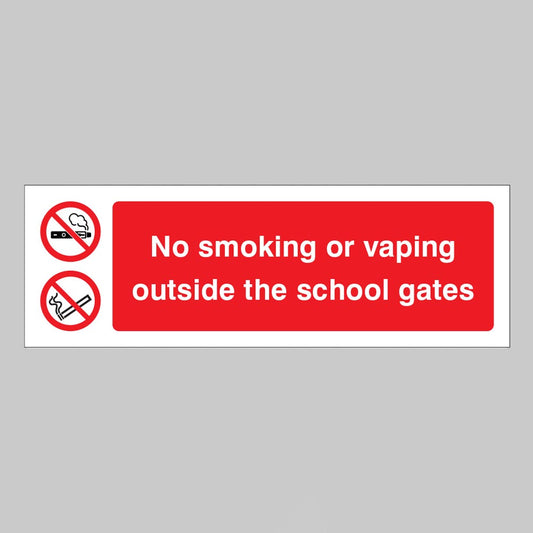 22999E No Smoking or Vaping Outside the School Gates - Self Adhesive Vinyl (150x200mm) Safety Sign
