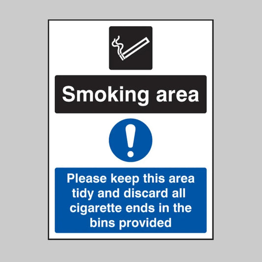 Smoking area keep area tidy and discard all ends in bins