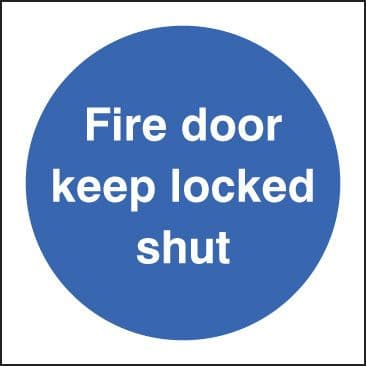 31621B Fire door keep locked shut Photoluminescent Rigid (80x80mm) Safety Sign