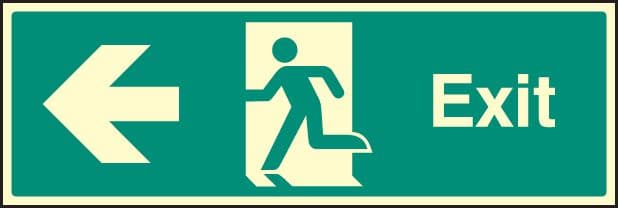32011M Exit - left Photoluminescent Rigid (600x200mm) Safety Sign