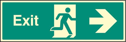 32012G Exit - right Photoluminescent Rigid (300x100mm) Safety Sign