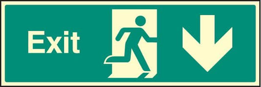32016G Exit - down Photoluminescent Rigid (300x100mm) Safety Sign