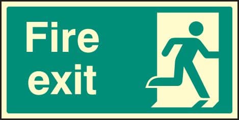 32033X Final fire exit  - right Photoluminescent Rigid (200x100mm) Safety Sign