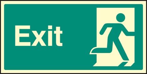 32036V Exit - right symbol Photoluminescent Rigid (300x150mm) Safety Sign