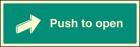 32050G Push to open Photoluminescent Rigid (300x100mm) Safety Sign