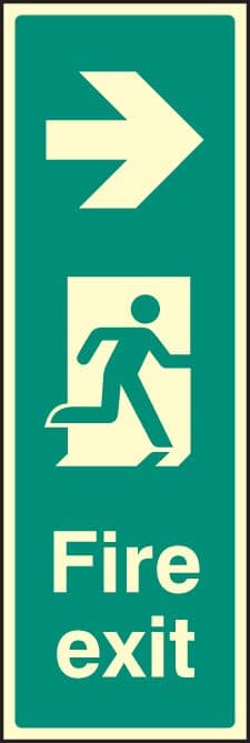 32058L Fire exit right (portrait) Photoluminescent Rigid (450x150mm) Safety Sign