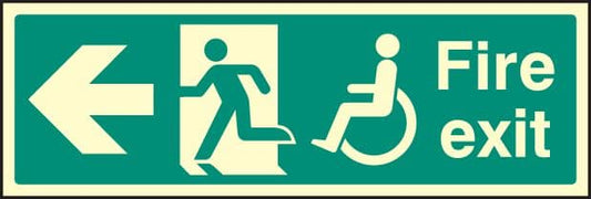 32087G Disabled fire exit <--- Photoluminescent Rigid (300x100mm) Safety Sign