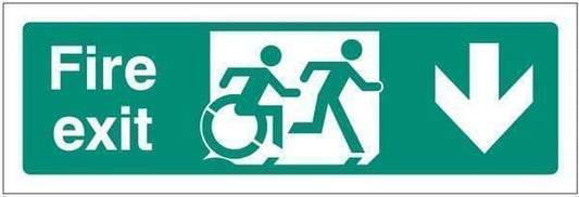 32165G Disabled fire exit arrow down - inclusive design Safety Sign