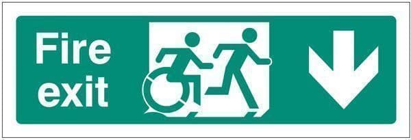 32165L Disabled fire exit arrow down - inclusive design Safety Sign
