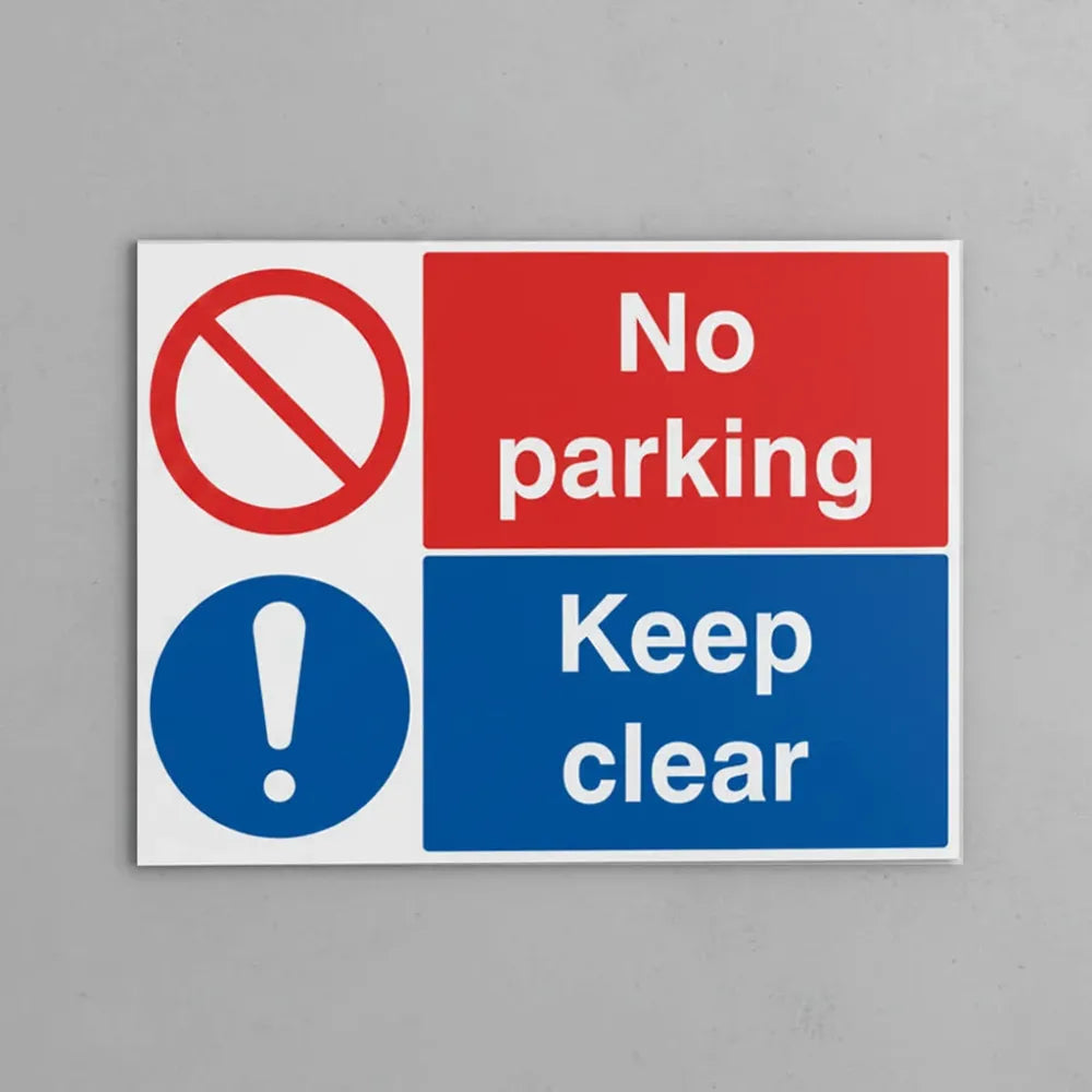 73221Q Keep clear no parking Ultra Durable 2mm PET (600x450mm) Safety Sign