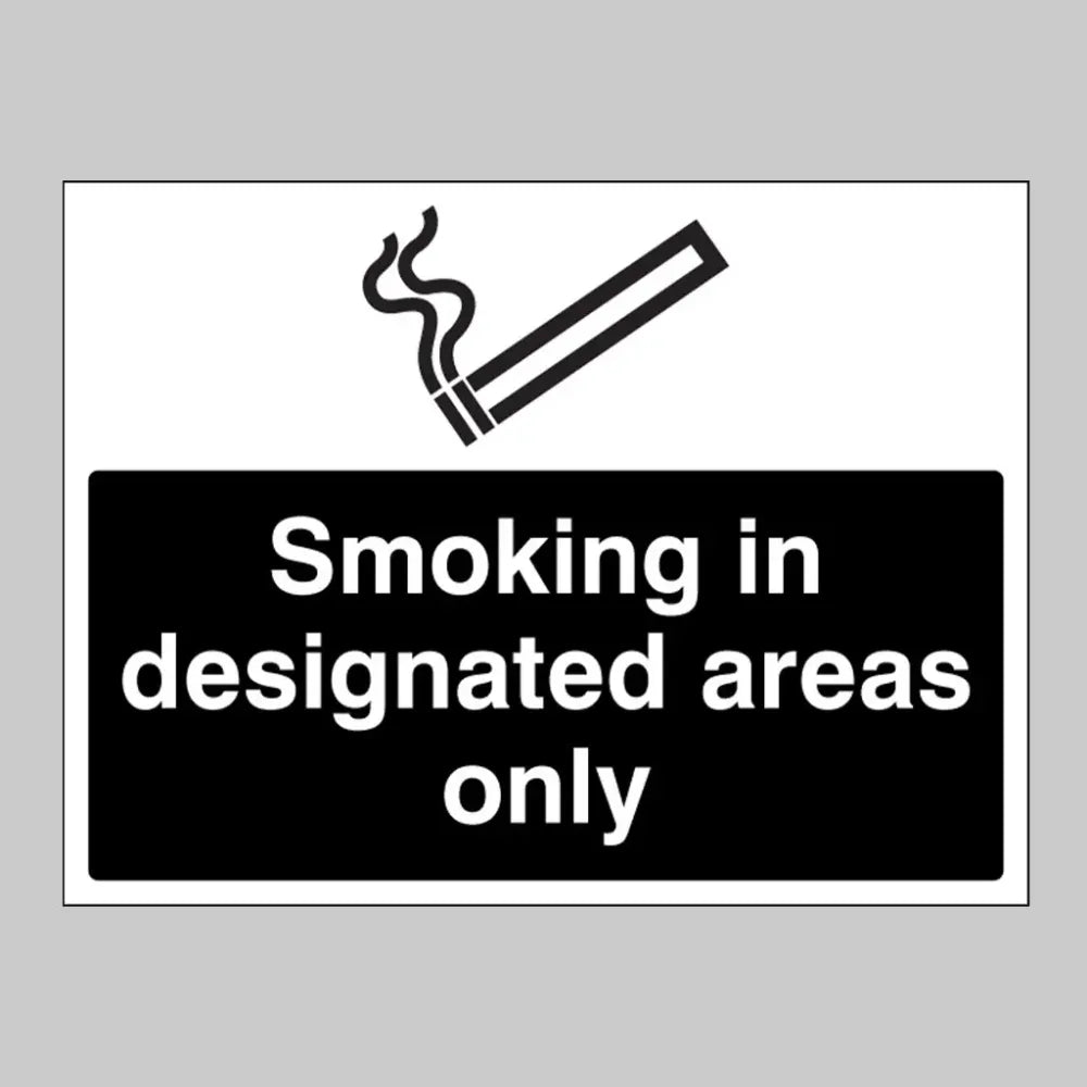 Smoking in designated areas only (white/black)
