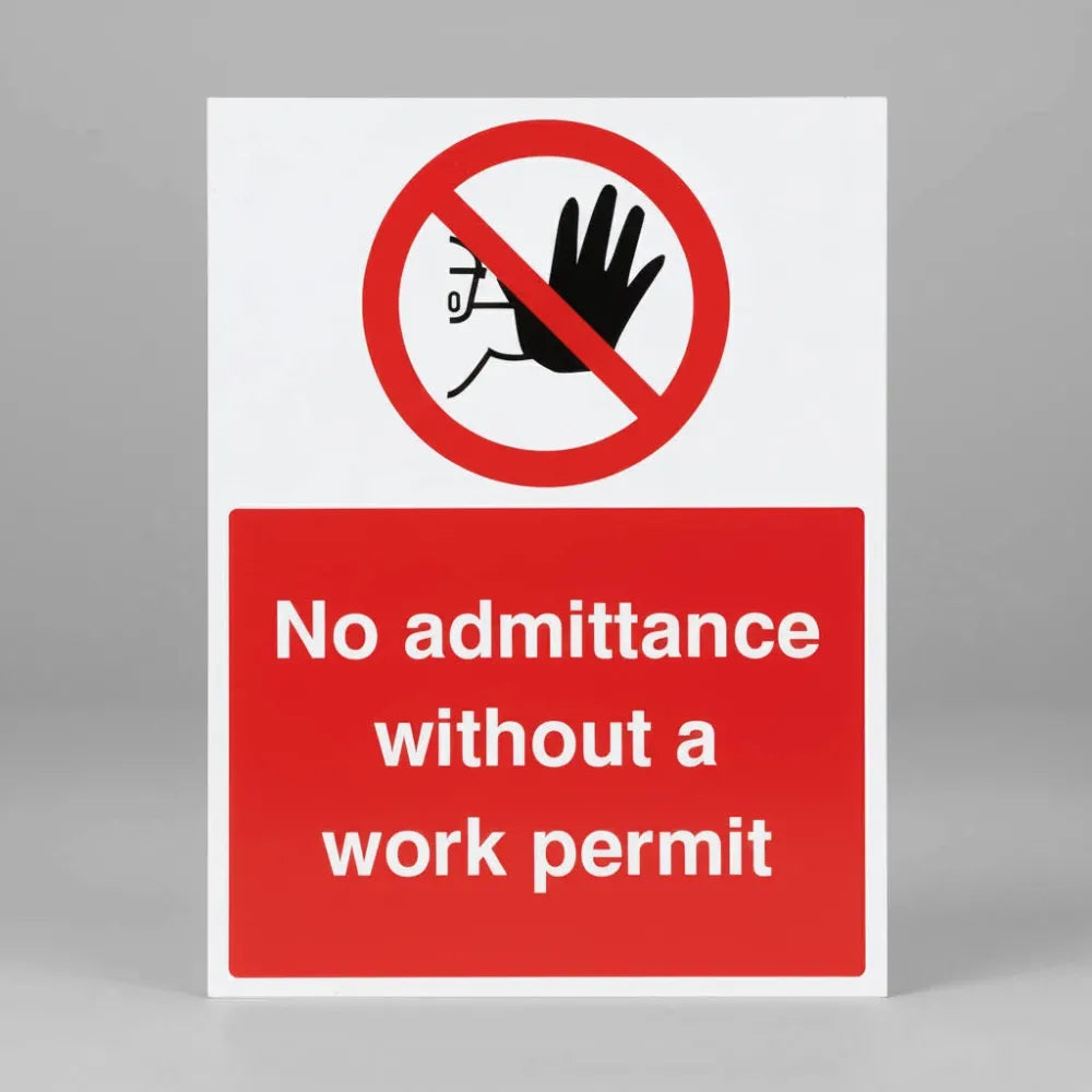 23263K No admittance without a work permit Self Adhesive Vinyl (400x300mm) Safety Sign