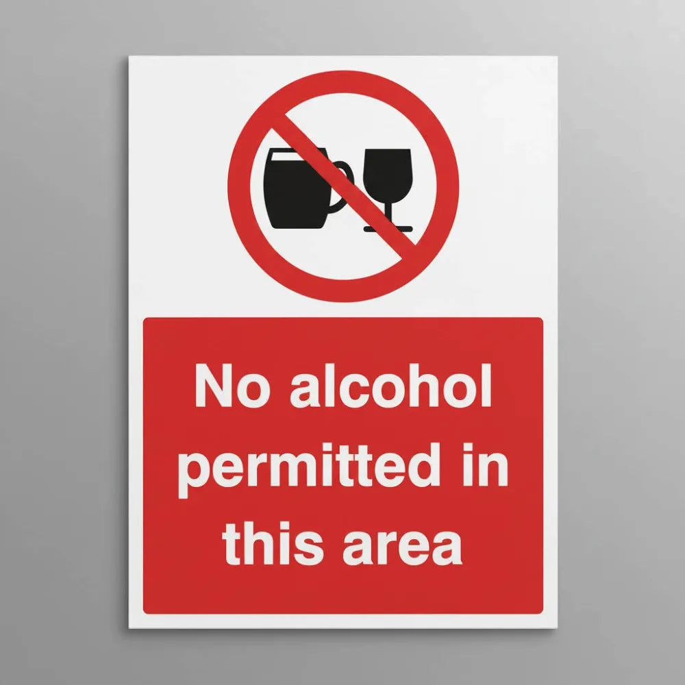 13264Y No alcohol permitted in this area Rigid Plastic (200x300mm) Safety Sign