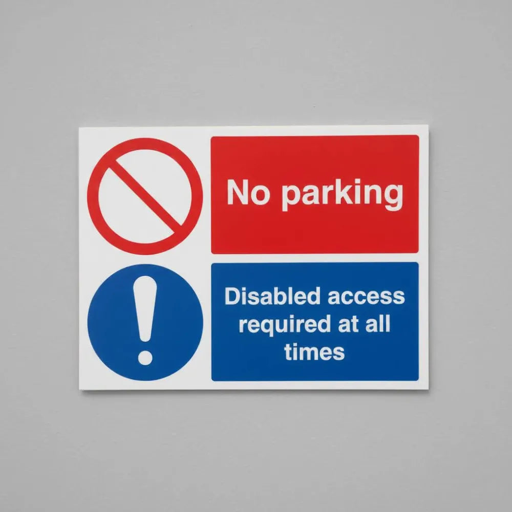 23265K No parking Disabled access required at all times (self adhesive vinyl safety label) Self Adhesive Vinyl (400x300mm) Safety Sign