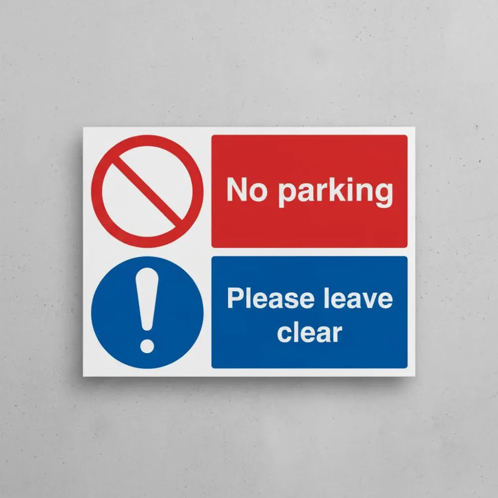 23266K No parking Please leave clear (self adhesive vinyl safety label) Self Adhesive Vinyl (400x300mm) Safety Sign