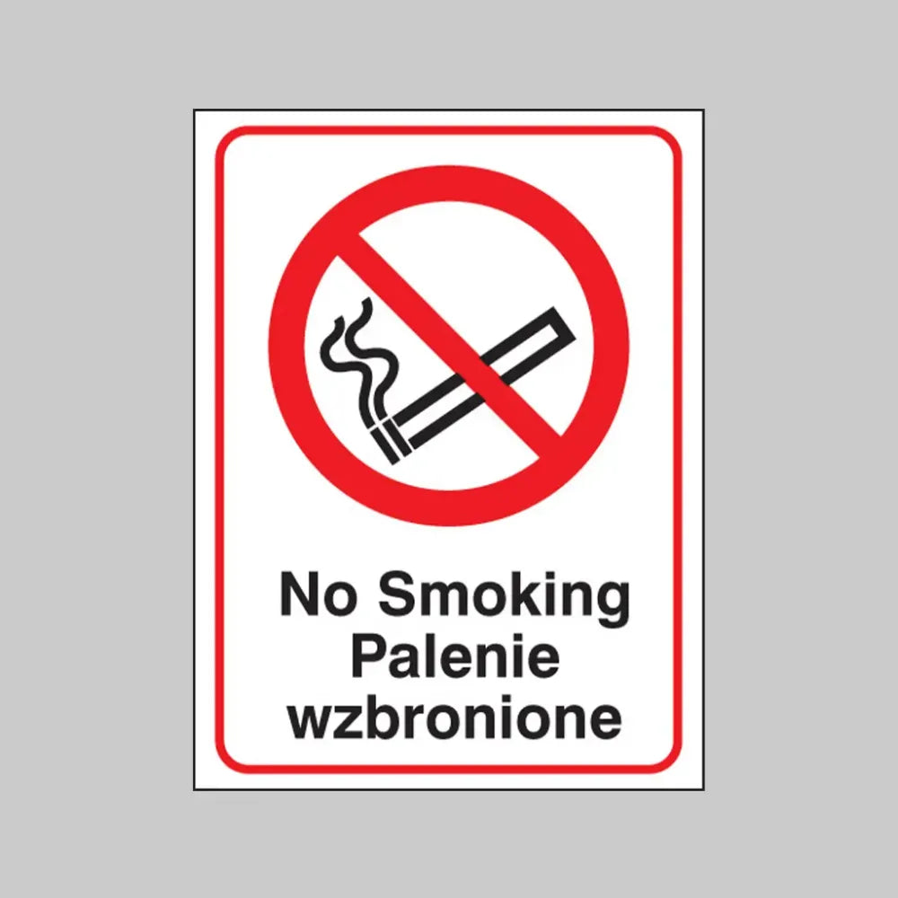 13301Y No smoking (english/polish) Rigid Plastic (200x300mm) Safety Sign