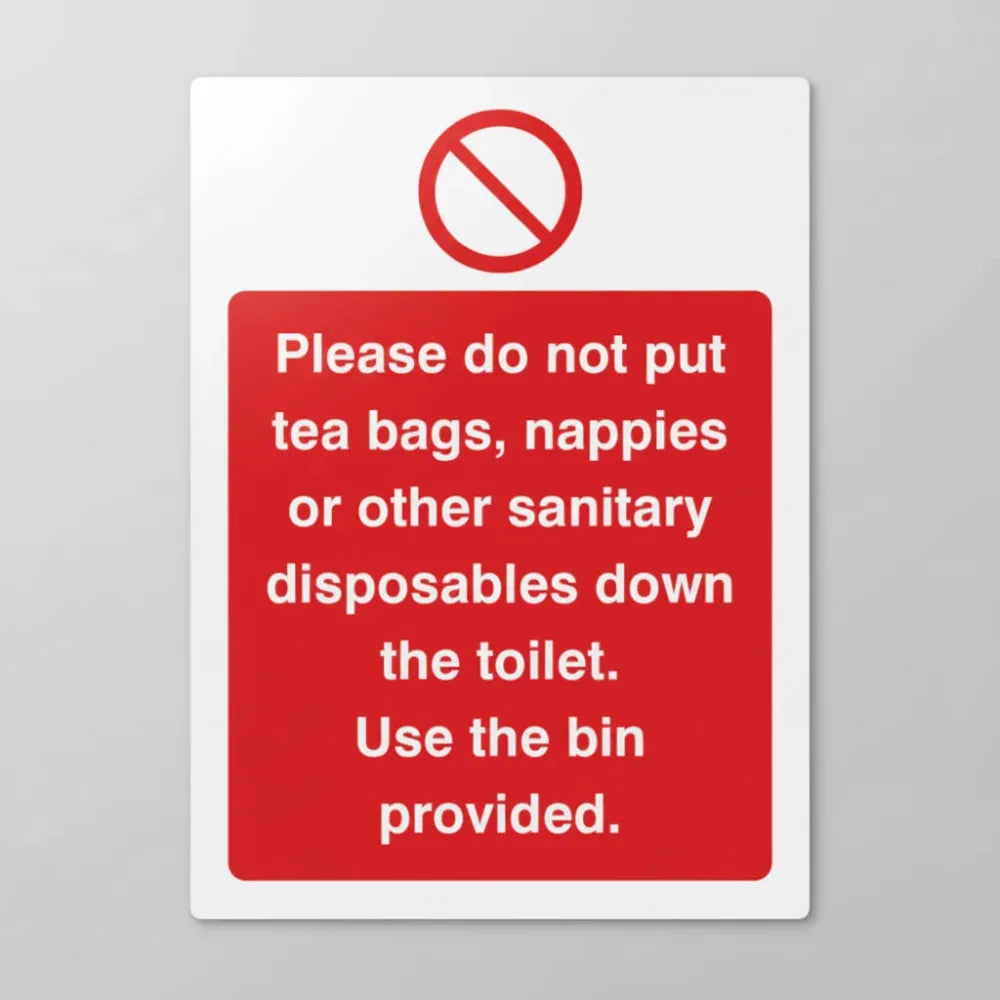 Please do not put tea bags etc down toilet use bins provided