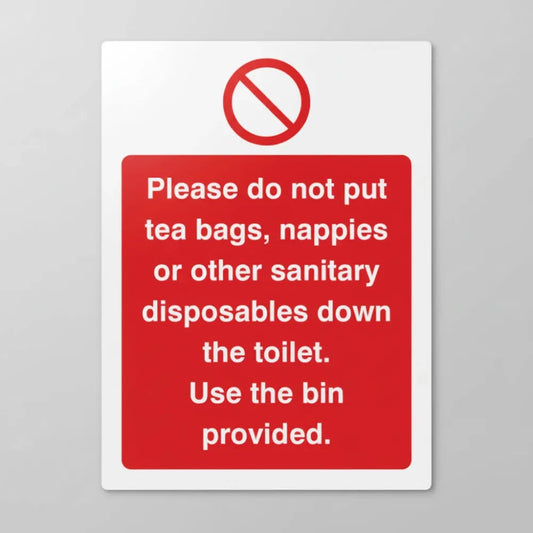 Please do not put tea bags etc down toilet use bins provided