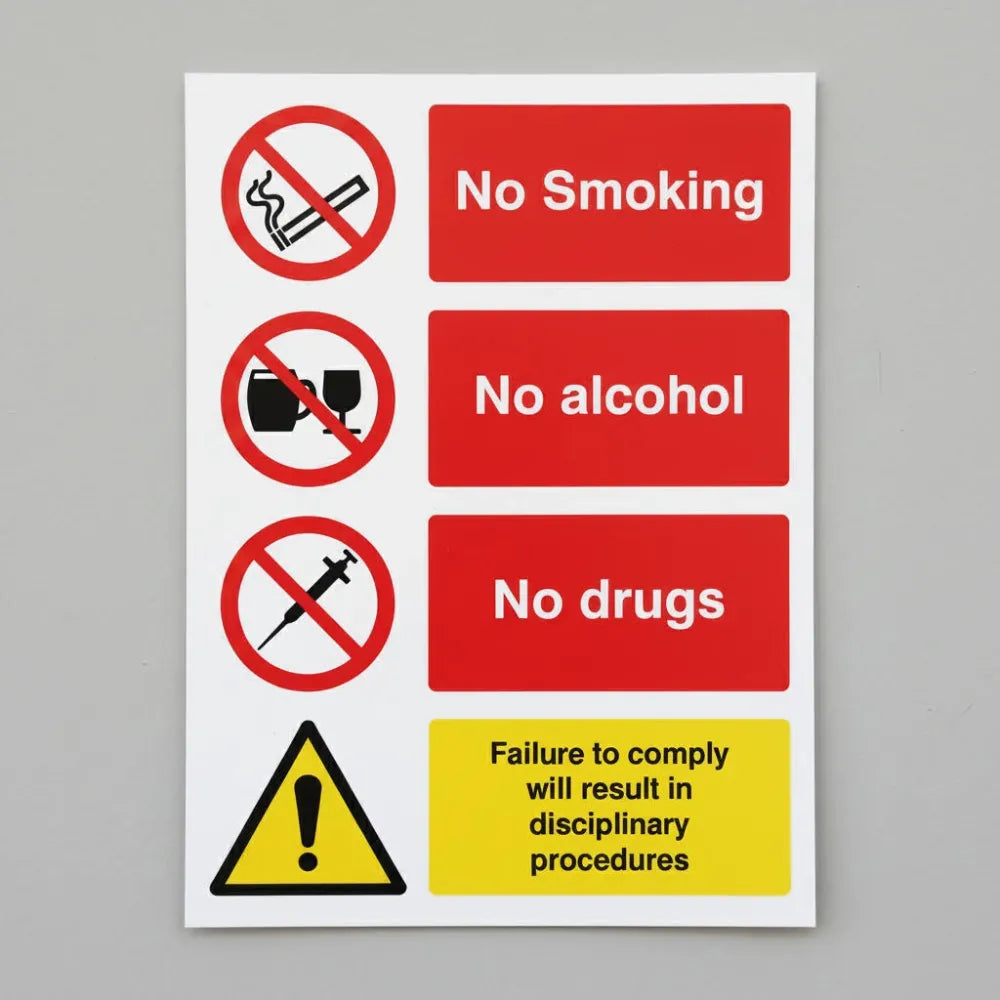 No smoking, alcohol, drugs.  Failure to comply will result in disciplinary procedures